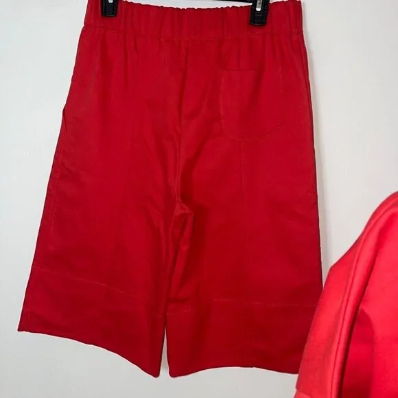 Susanne Bommer Top And Bermuda Shorts Set Outfit Size Medium Red Kiss Cotton New